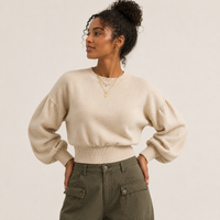 Load image into Gallery viewer, Mineral Wash Balloon Sleeve Cropped Knit Sweater | Women's Fall Coastal Sweater