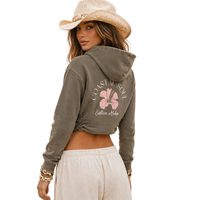 Load image into Gallery viewer, Women’s Coastal Soul Cropped Hoodie – Vintage Washed Raw Edge V-Neck Pullover | Salty Cotton