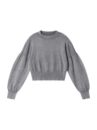 Load image into Gallery viewer, Mineral Wash Balloon Sleeve Cropped Knit Sweater | Women's Fall Coastal Sweater