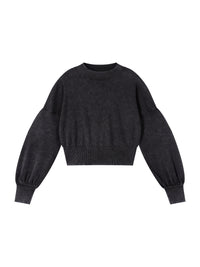 Load image into Gallery viewer, Mineral Wash Balloon Sleeve Cropped Knit Sweater | Women's Fall Coastal Sweater