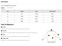 Load image into Gallery viewer, Size chart for the varsity pullover.