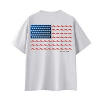 Load image into Gallery viewer, Dolphin and Starfish Flag Unisex T-Shirt — Patriotic USA Coastal Tee