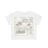 Load image into Gallery viewer, Snow Washed Coastal Soul  Cropped Tee, Endless Aloha Beach Festival Surf Top