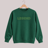 Load image into Gallery viewer, Green LEGEND crewneck sweatshirt with tonal green embroidered lettering